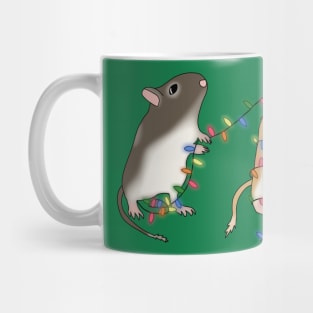 Two cute gerbils with colourful christmas lights Mug